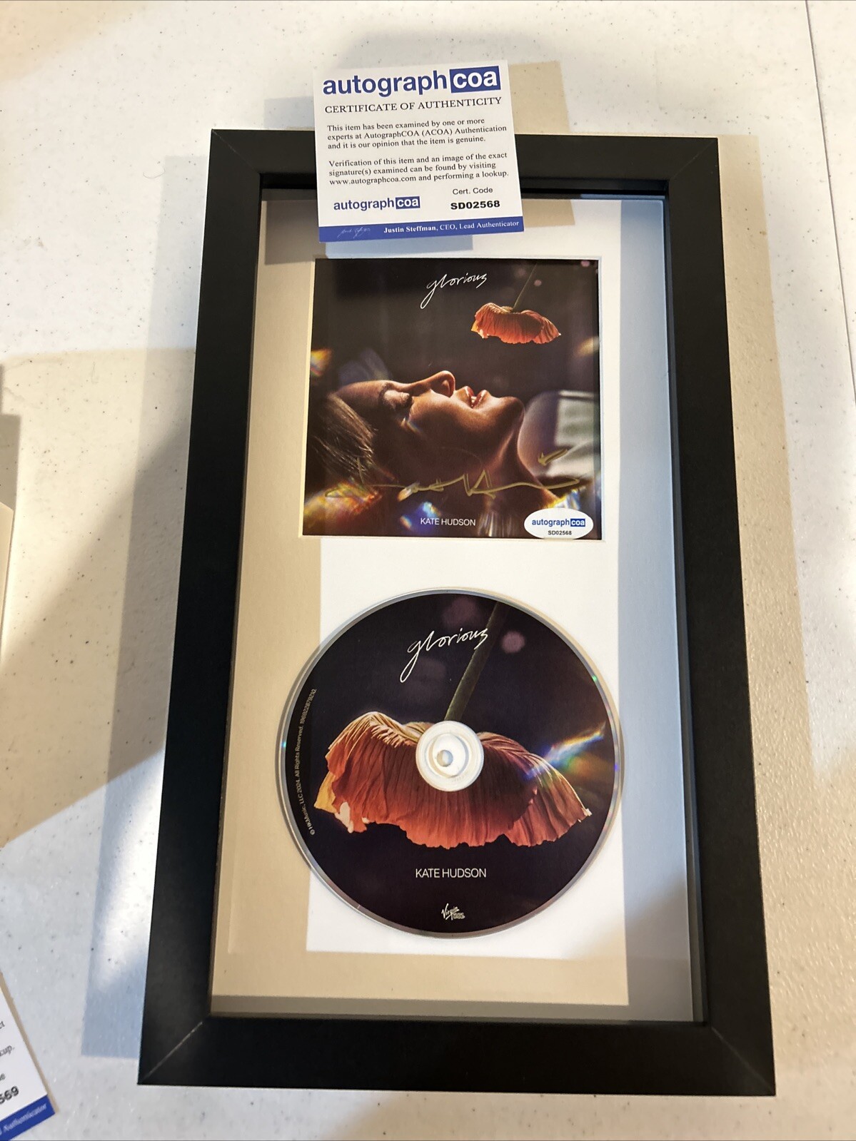 KATE HUDSON SIGNED AUTOGRAPH FRAMED CD DISPLAY ACOA GLORIOUS ACTRESS STAR