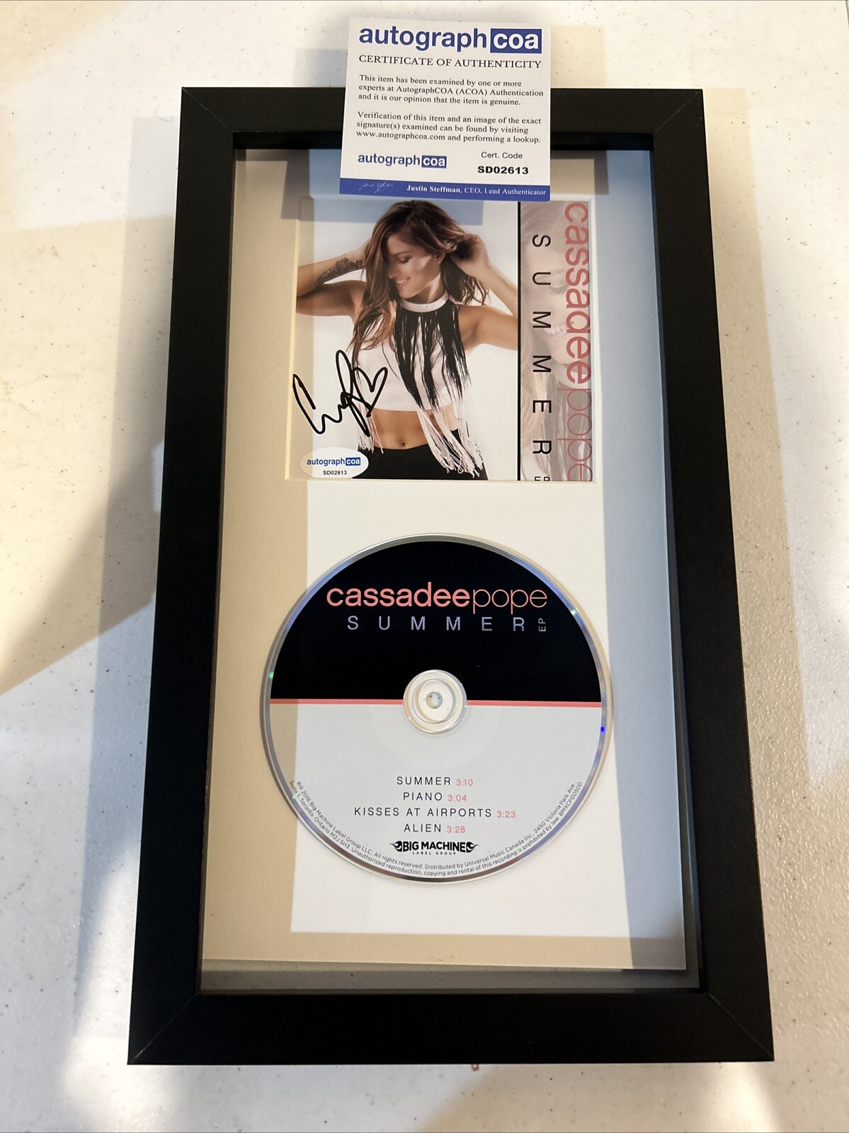 CASSADEE POPE SIGNED AUTOGRAPH FRAMED CD DISPLAY ACOA SUMMER