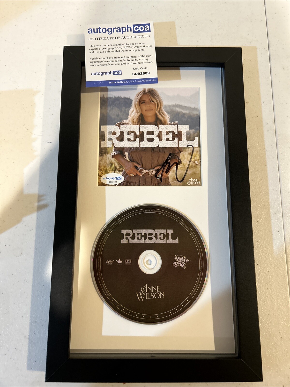 ANNE WILSON SIGNED AUTOGRAPH FRAMED CD DISPLAY ACOA REBEL COUNTRY STAR