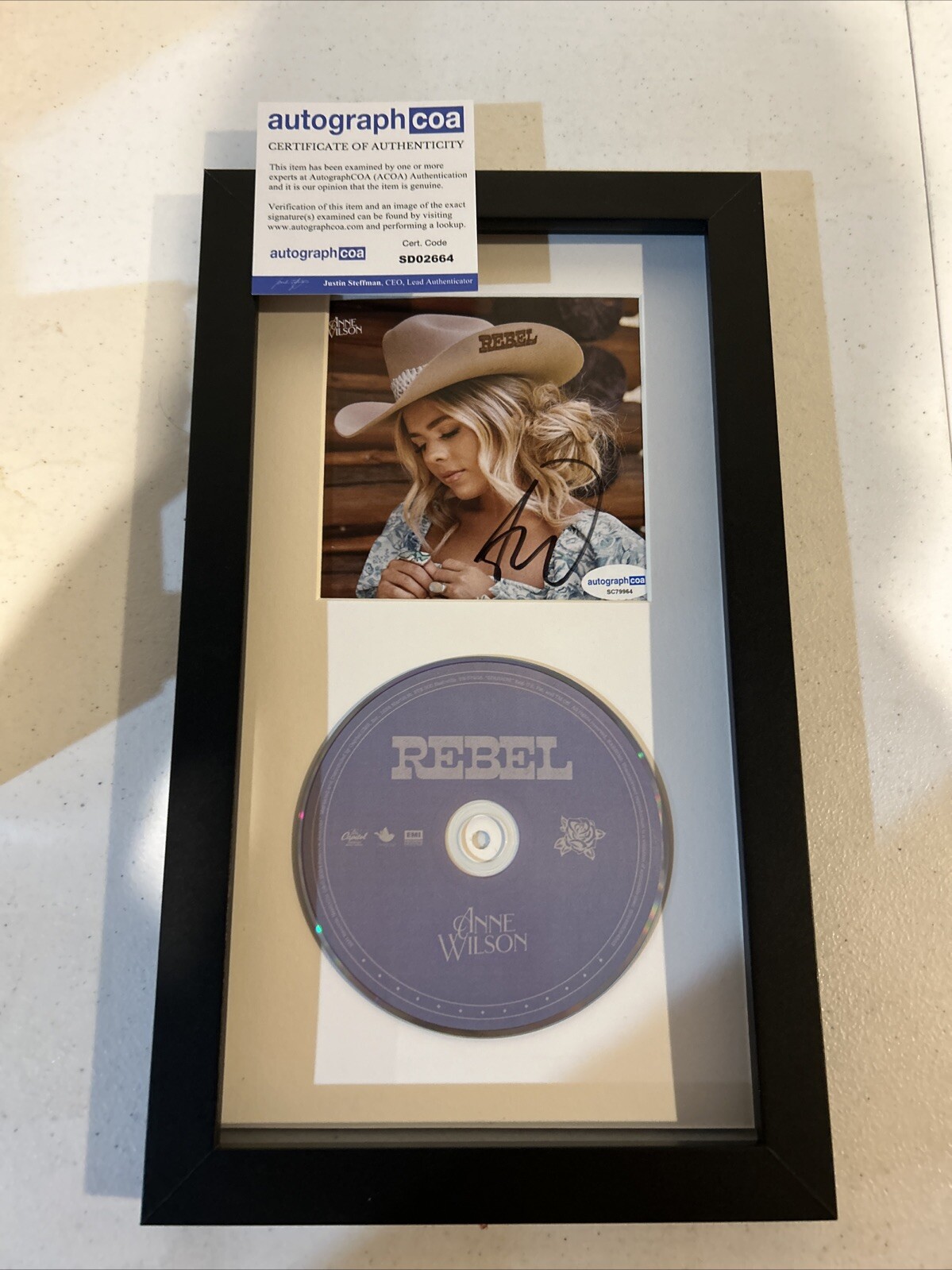 ANNE WILSON SIGNED AUTOGRAPH FRAMED CD DISPLAY ACOA REBEL COUNTRY STAR