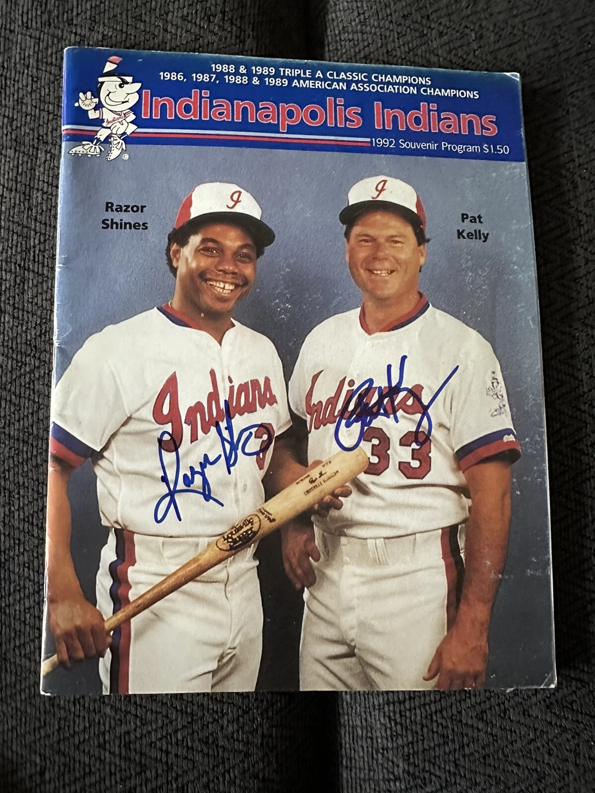 Razor Shines & Pat Kelly Signed Program Magazine Indianapolis Indians AAA