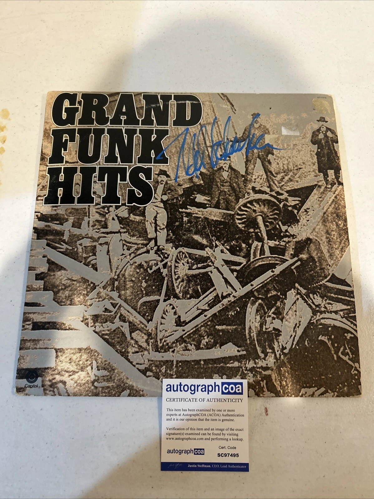 MEL SCHACHER SIGNED AUTOGRAPH VINYL ALBUM ACOA GRAND FUNK RAILROAD HITS RECORD