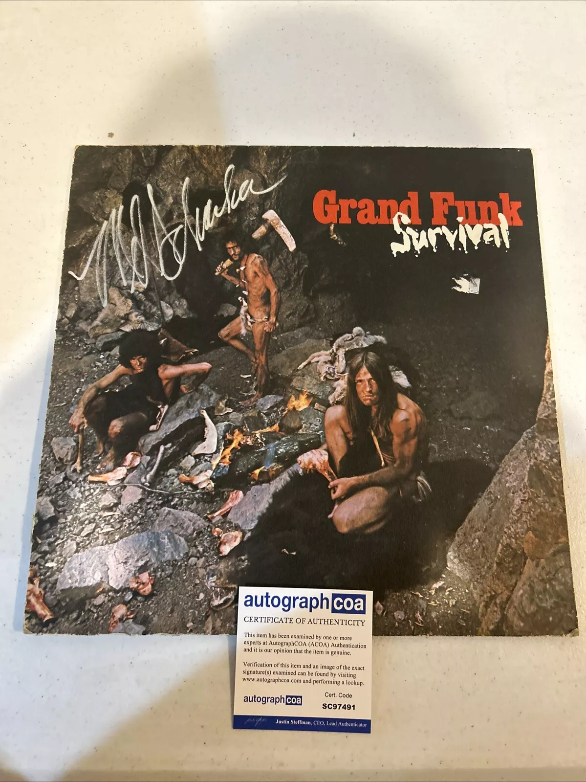 MEL SCHACHER SIGNED AUTOGRAPH VINYL ALBUM ACOA GRAND FUNK RAILROAD SURVIVAL