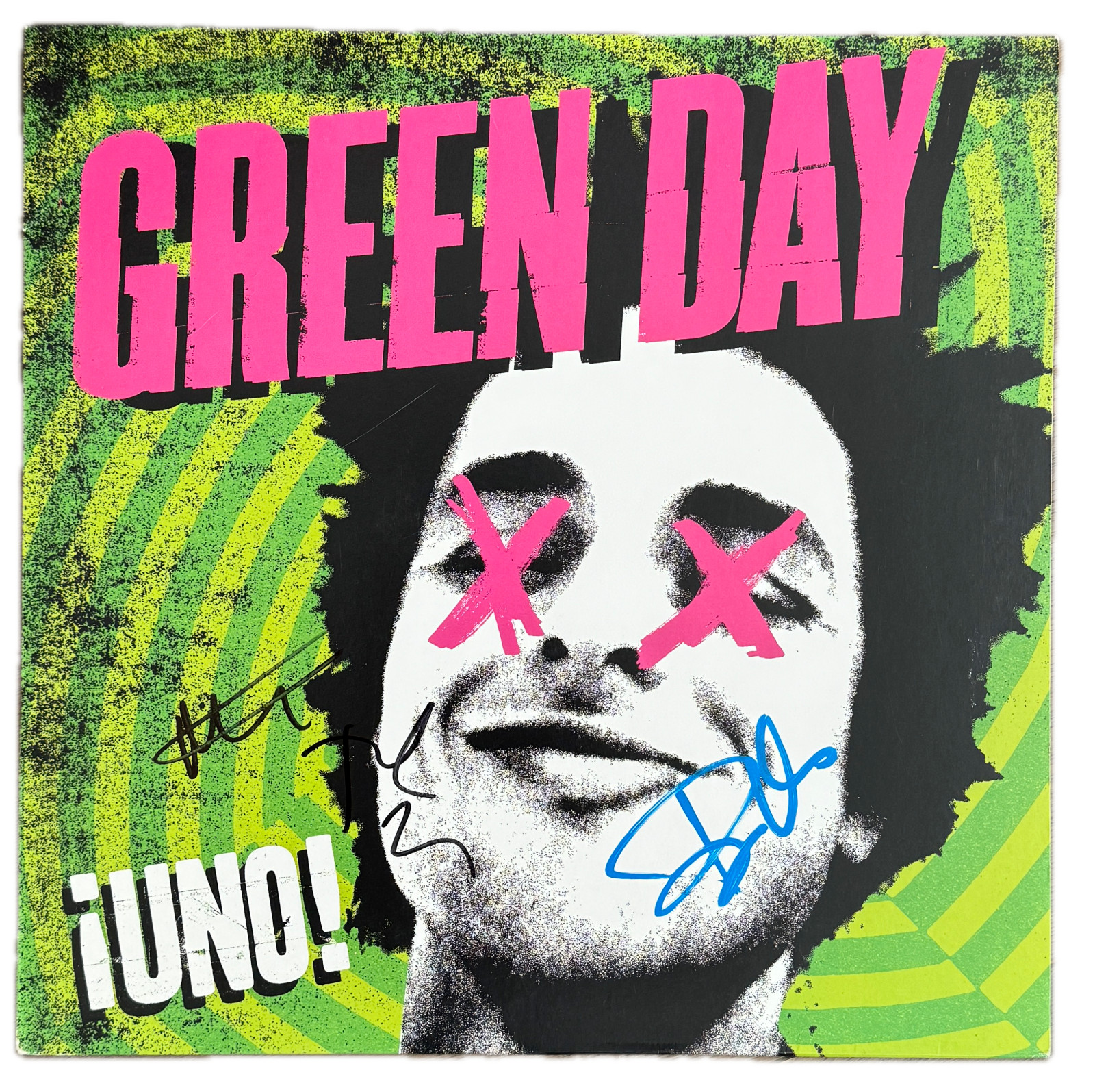 GREEN DAY Band Signed Autographed UNO Vinyl Record Album LP x3 Beckett COA