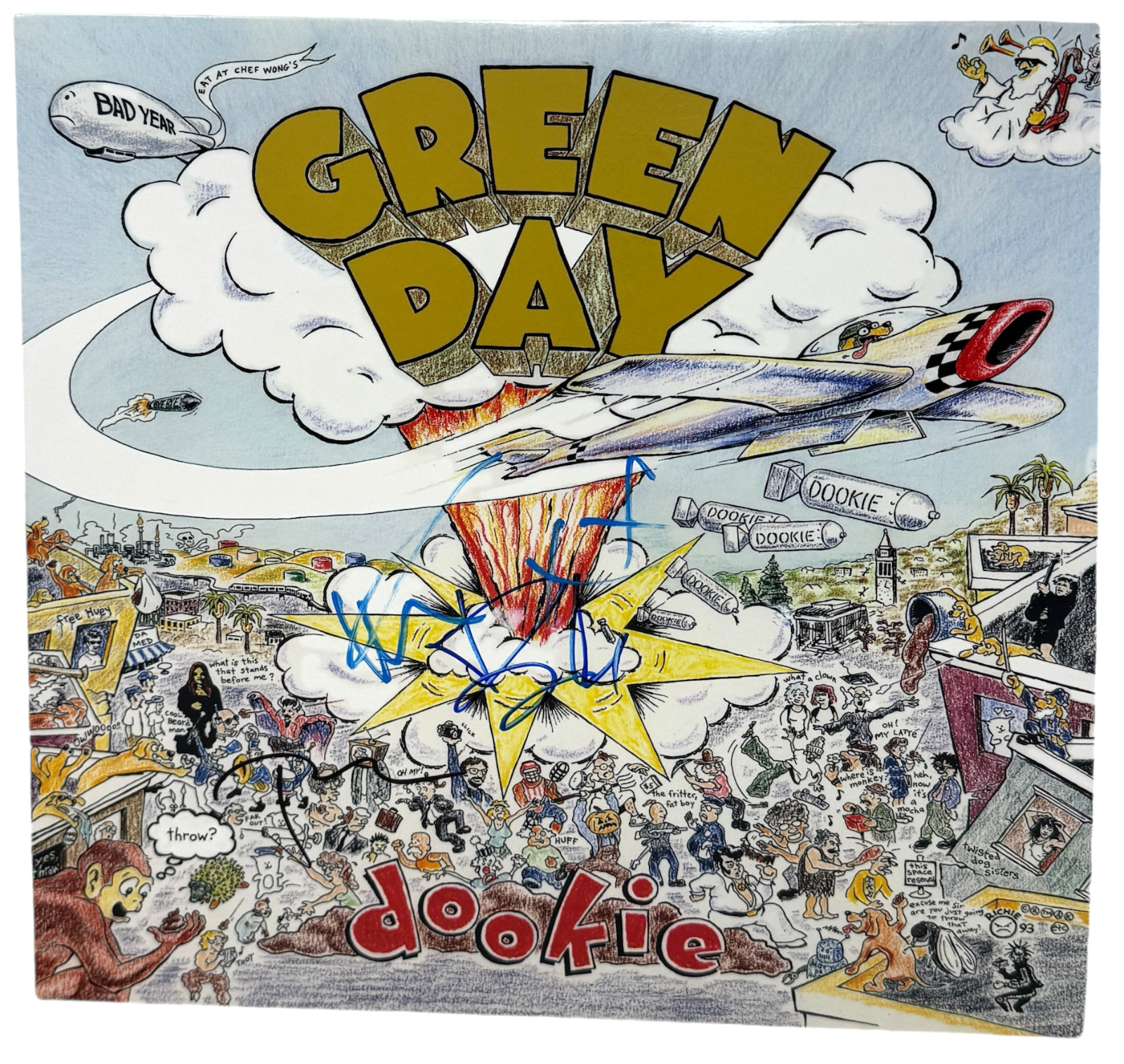 GREEN DAY Band Signed Autograph DOOKIE Vinyl Album Billie Joe Armstrong x3 BAS