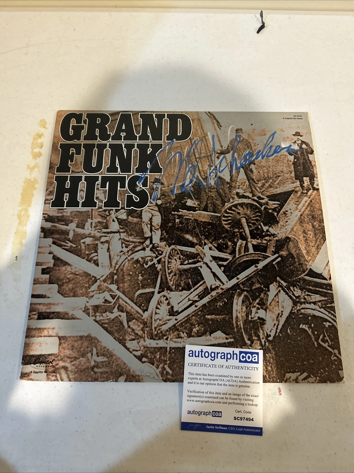 MEL SCHACHER SIGNED AUTOGRAPH VINYL ALBUM ACOA GRAND FUNK RAILROAD HITS RECORD