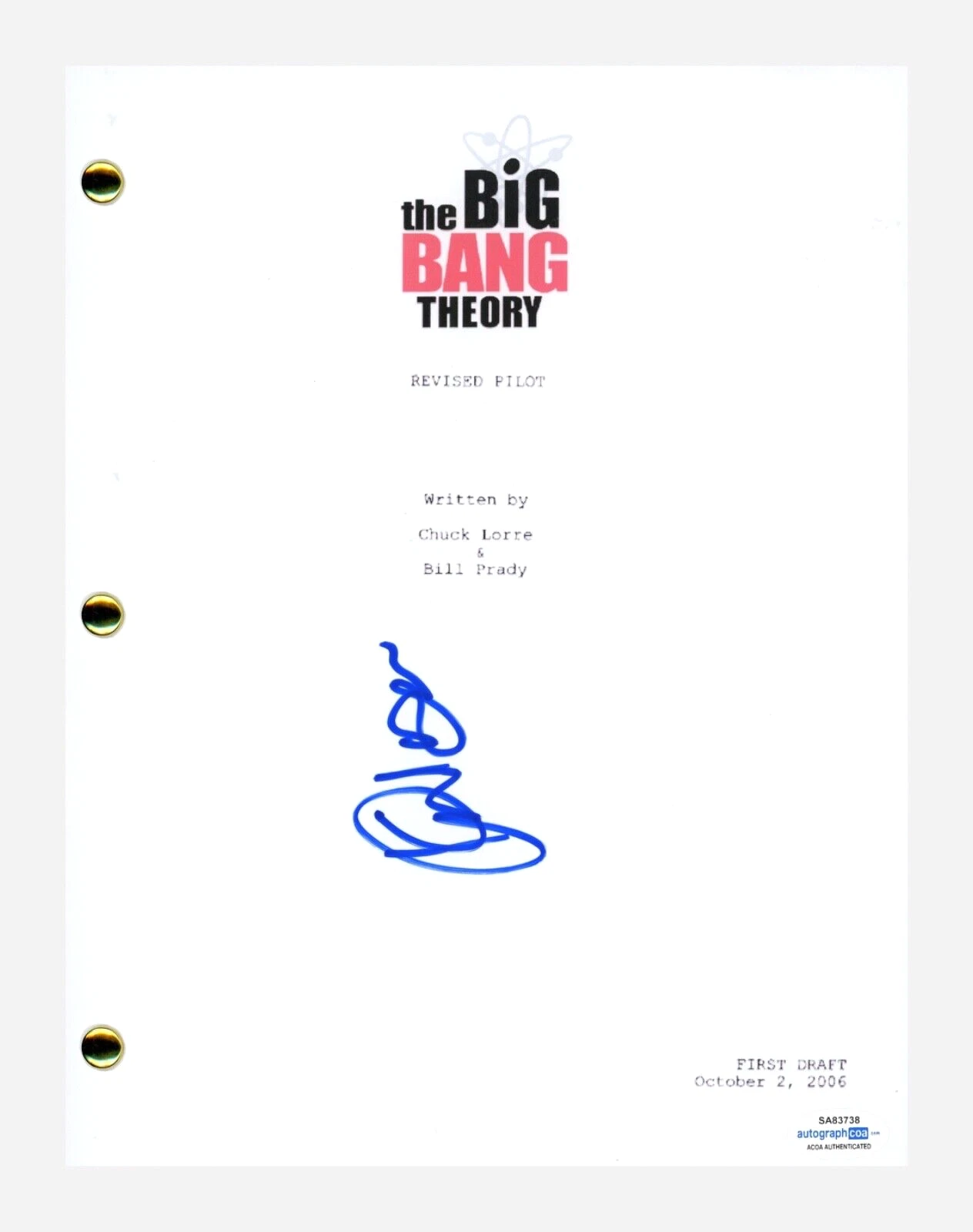 KUNAL NAYYAR Signed THE BIG BANG THEORY Autograph Pilot Script Screenplay ACOA