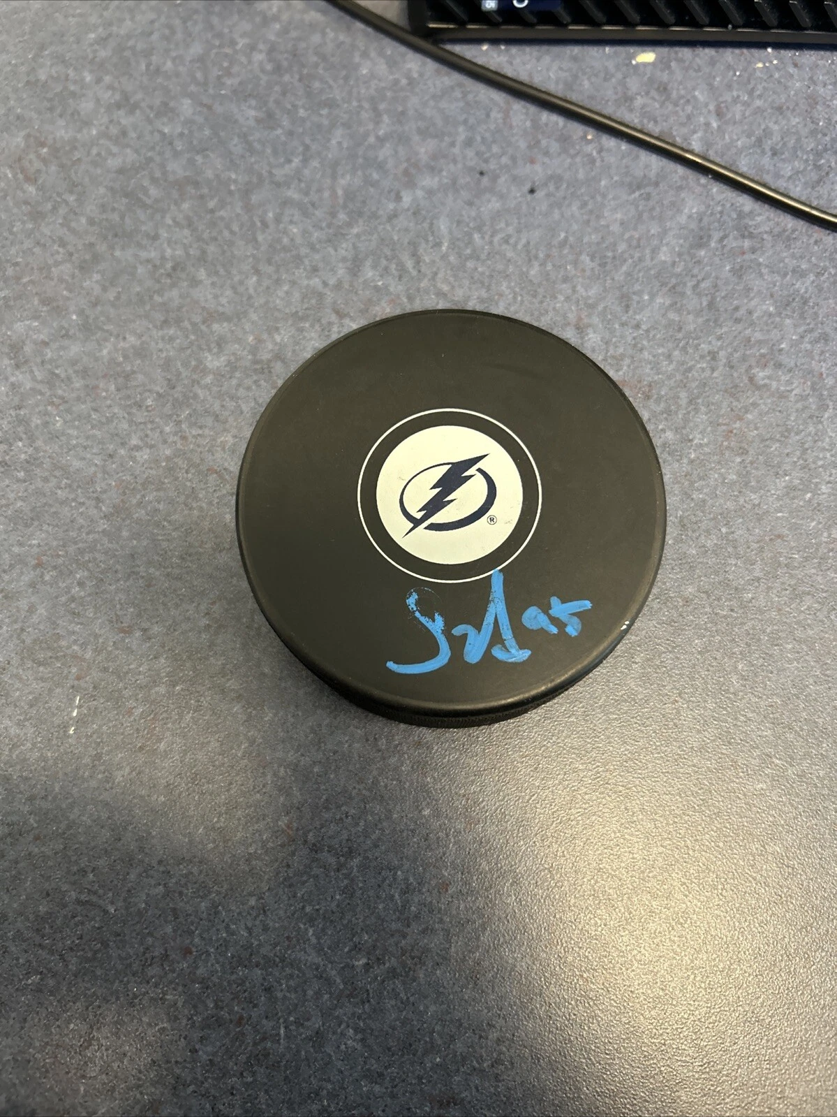 TAMPA BAY LIGHTNING- GABRIEL SZTURC SIGNED AUTOGRAPH LOGO PUCK COA PROSPECT AHL