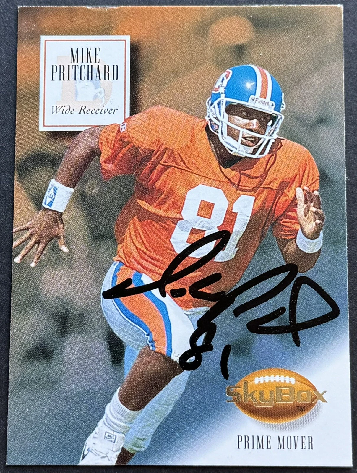 Mike Pritchard Signed Auto 1994 Skybox Prime Movers Card Beckett COA