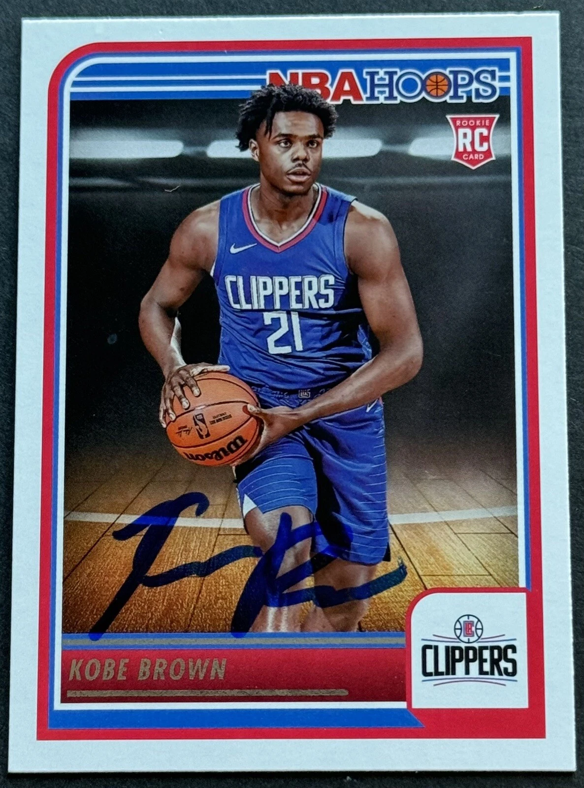 Kobe Brown Signed Auto 2023-2024 NBA Hoops Rookie Card Beckett COA Clippers