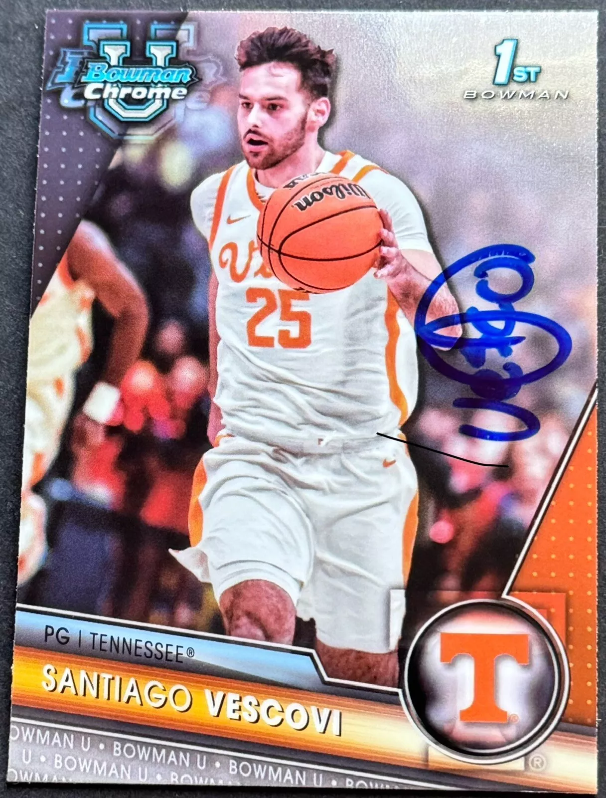 Santiago Vescovi Signed Auto 2024 Bowman Chrome U Rookie Card Tennessee Beckett