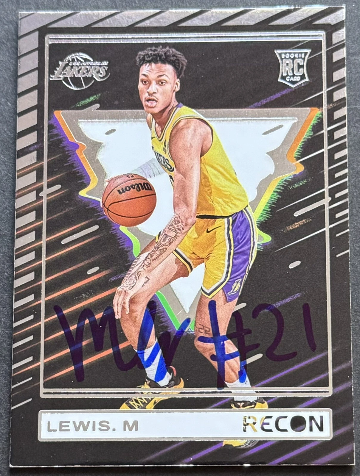 Maxwell Lewis Signed Auto 2023-2024 Recon Rookie Card Lakers Beckett COA