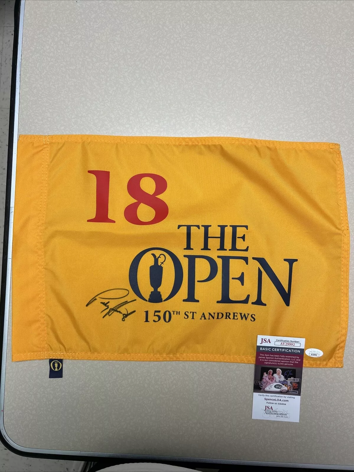 PADRAIG HARRINGTON SIGNED AUTOGRAPH BRITISH OPEN PIN FLAG JSA COA GOLF PGA CHAMP
