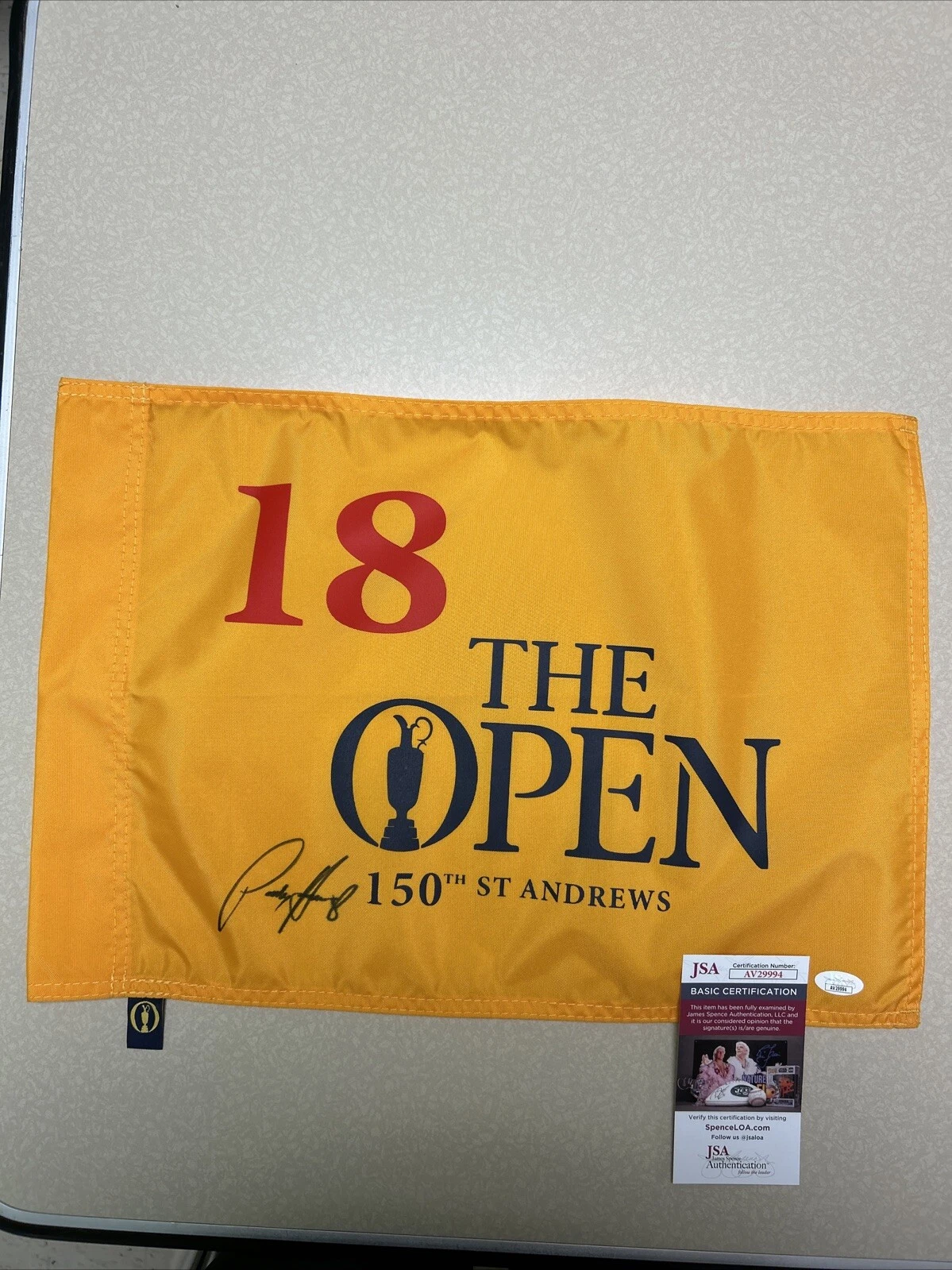 PADRAIG HARRINGTON SIGNED AUTOGRAPH BRITISH OPEN PIN FLAG JSA COA GOLF PGA CHAMP