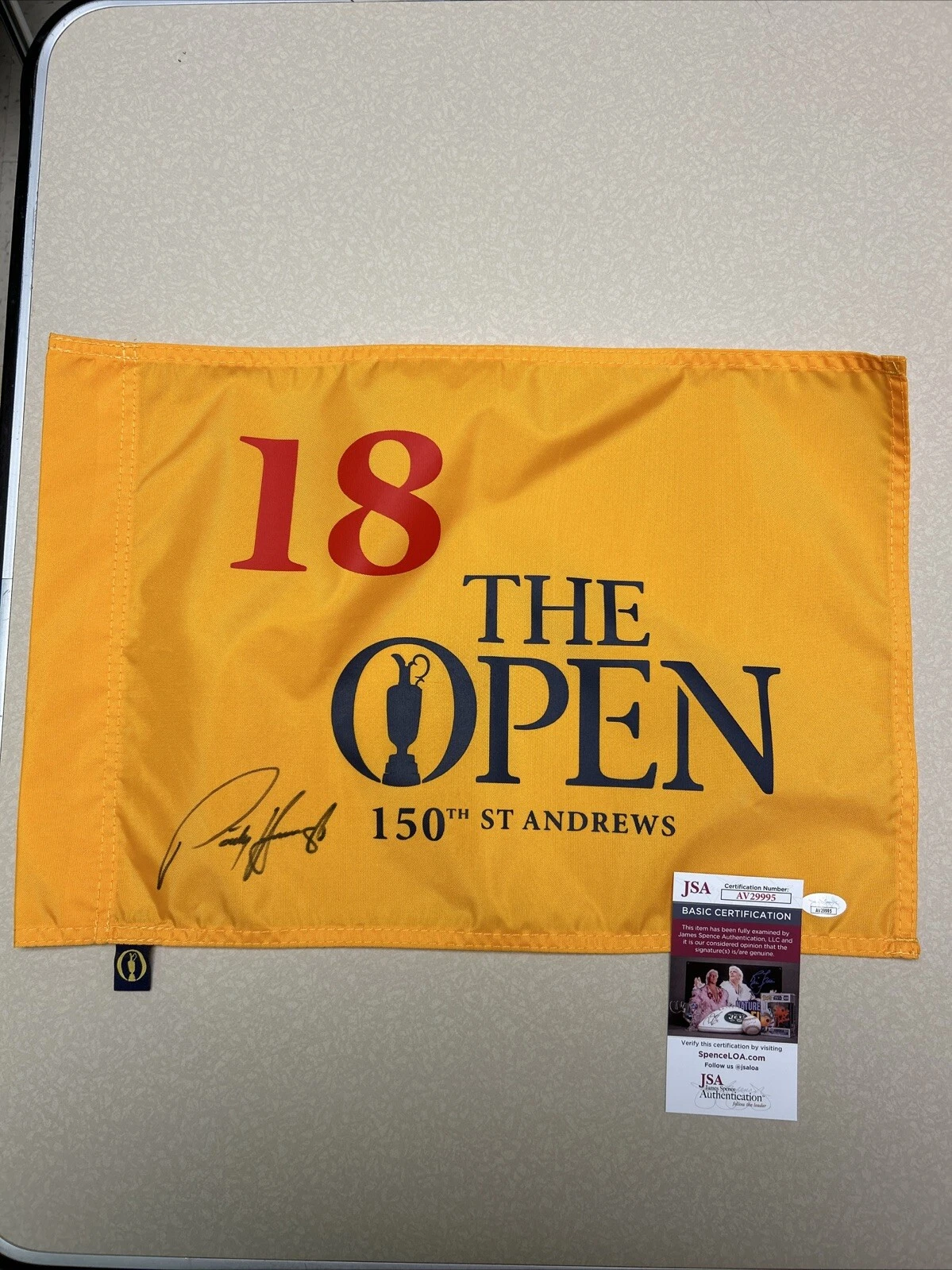 PADRAIG HARRINGTON SIGNED AUTOGRAPH BRITISH OPEN PIN FLAG JSA COA GOLF PGA CHAMP