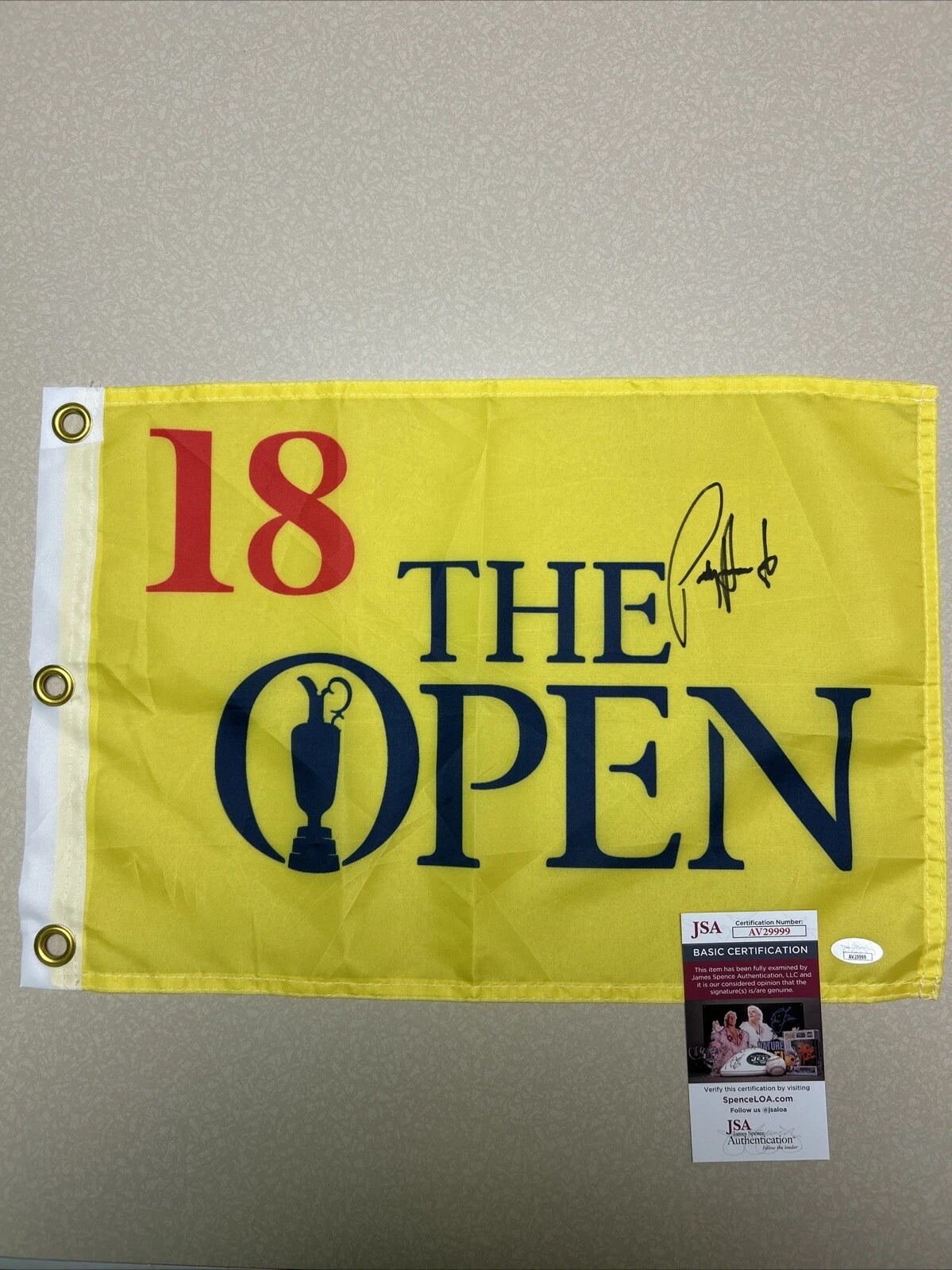 PADRAIG HARRINGTON SIGNED AUTOGRAPH BRITISH OPEN PIN FLAG JSA COA GOLF PGA CHAMP