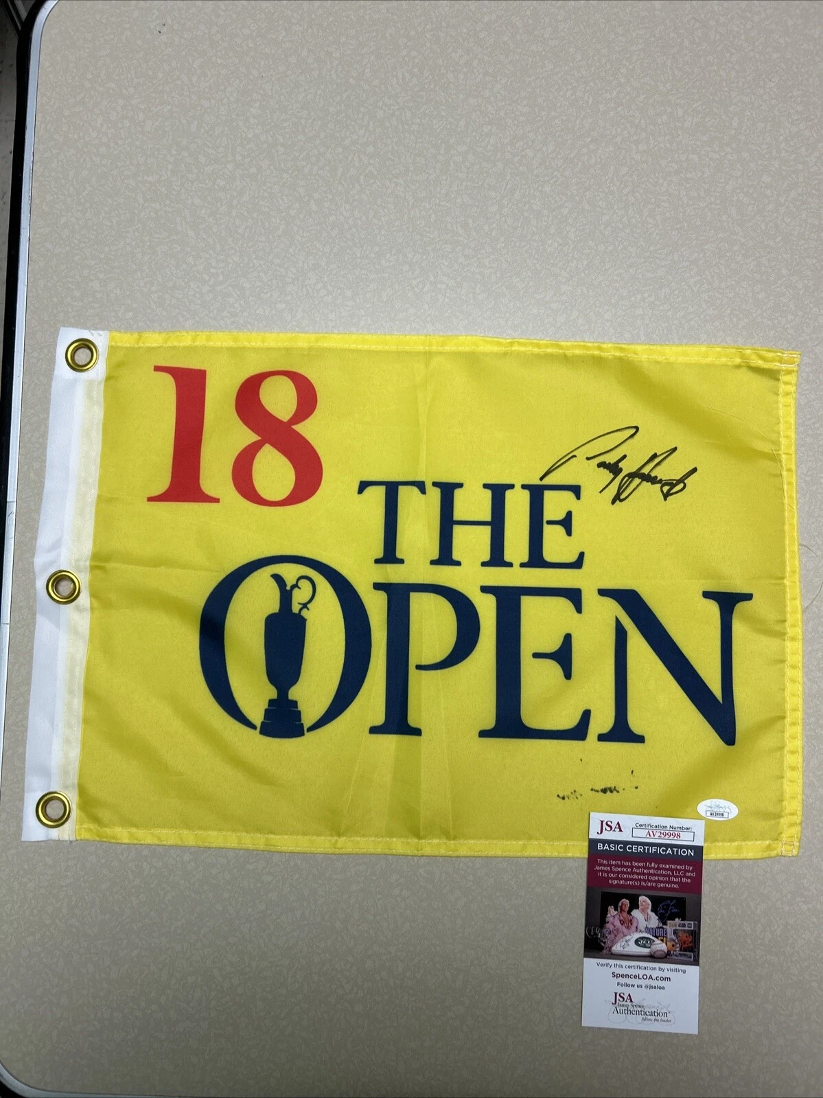 PADRAIG HARRINGTON SIGNED AUTOGRAPH BRITISH OPEN PIN FLAG JSA COA GOLF PGA CHAMP
