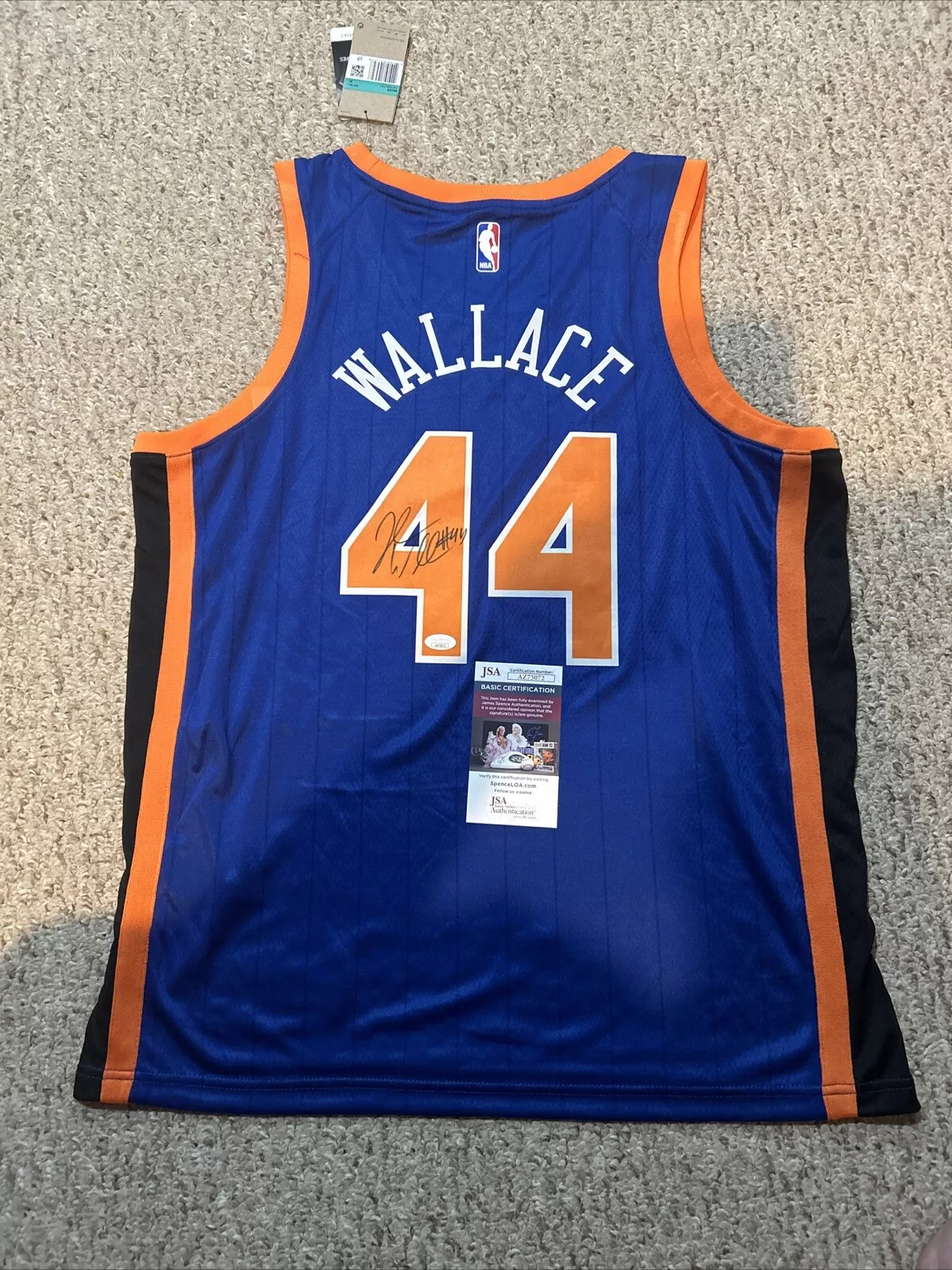 NEW YORK KNICKS- JOHN WALLACE SIGNED AUTOGRAPH JERSEY JSA COA CITY EDITION