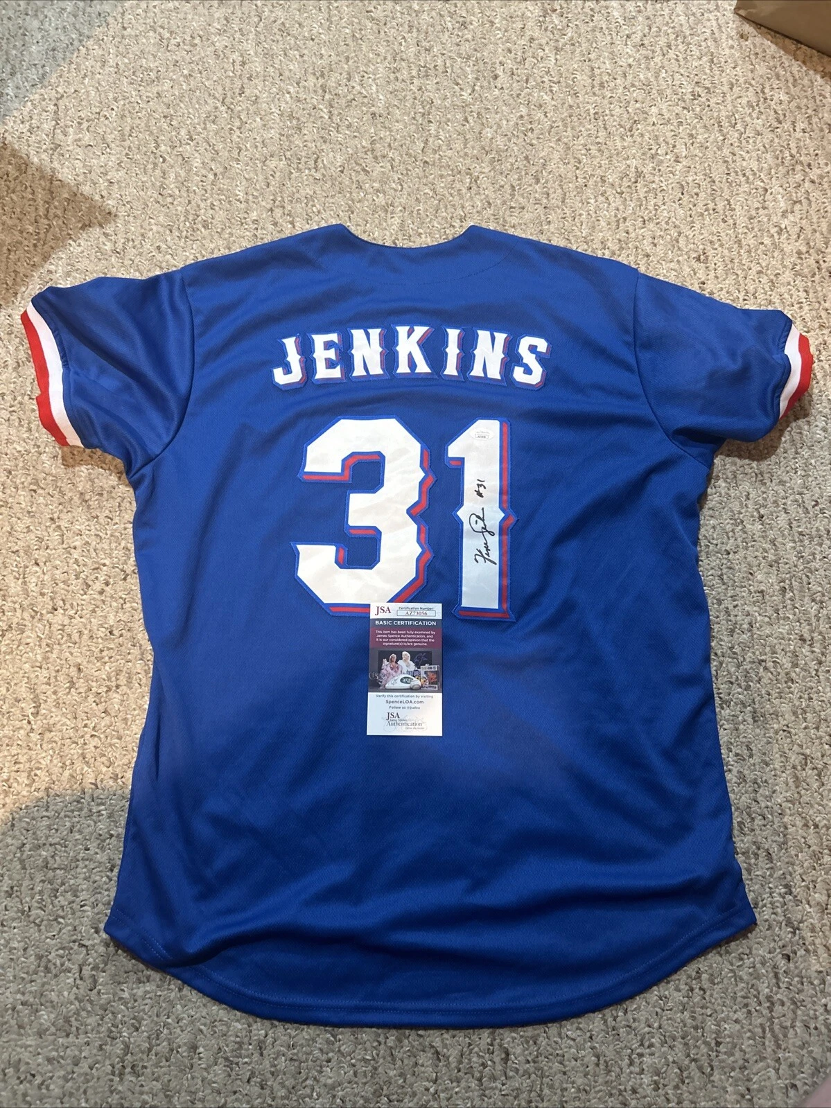 TEXAS RANGERS- FERGIE JENKINS SIGNED AUTOGRAPH JERSEY JSA COA HOF