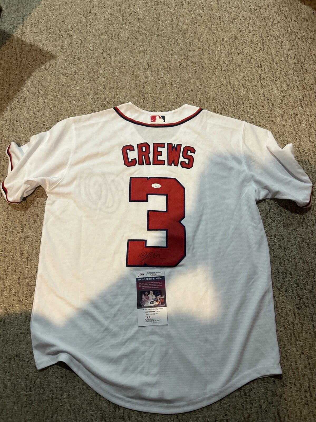 WASHINGTON NATIONALS- DYLAN CREWS SIGNED AUTOGRAPH JERSEY JSA COA TOP PROSPECT