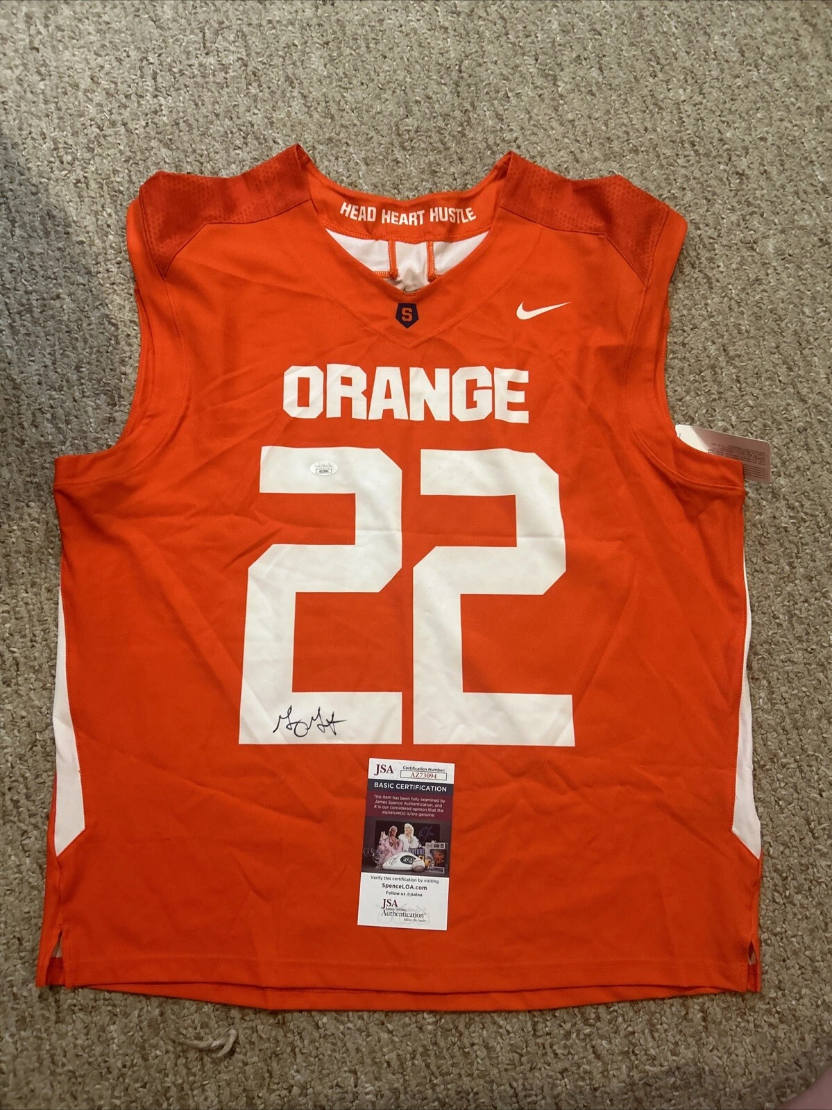 SYRACUSE ORANGE- GARY GAIT SIGNED AUTOGRAPH LACROSSE JERSEY JSA COA CUSE LAX COLLECTIBLE MEMORABILIA