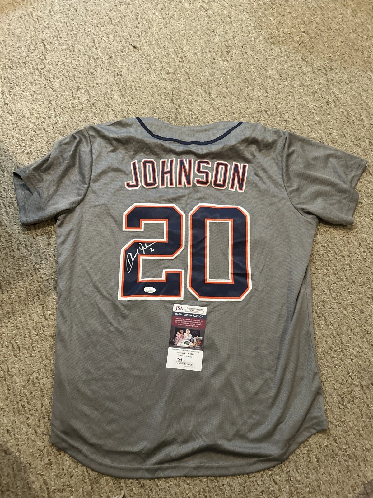 DETROIT TIGERS- HOWARD JOHNSON SIGNED AUTOGRAPH JERSEY JSA COA HOJO WORLD SERIES