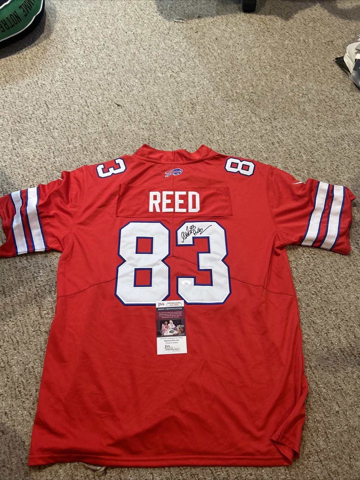 BUFFALO BILLS- ANDRE REED SIGNES AUTOGRAPH JERSEY JSA COA RED