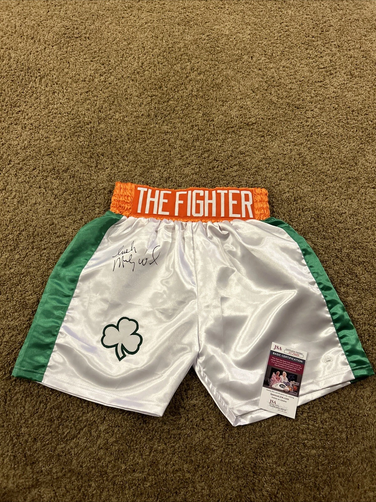 IRISH MICKY WARD SIGNED AUTOGRAPH BOXING TRUNKS JSA COA THE FIGHTER BOXER CHAMP