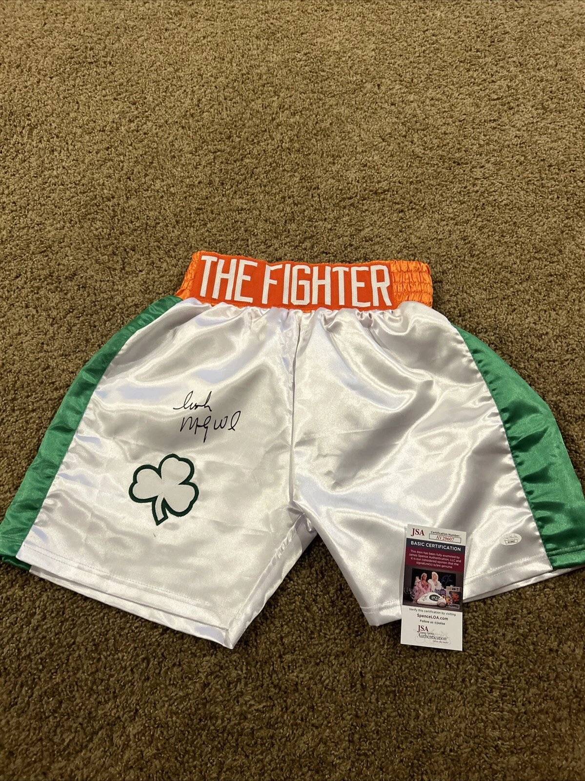 IRISH MICKY WARD SIGNED AUTOGRAPH BOXING TRUNKS JSA COA THE FIGHTER BOXER CHAMP