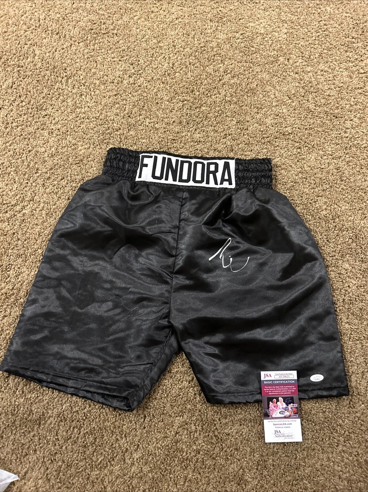 SEBASTIAN FUNDORA SIGNED AUTOGRAPH BOXING TRUNKS SHORTS JSA COA BOXER CHAMP
