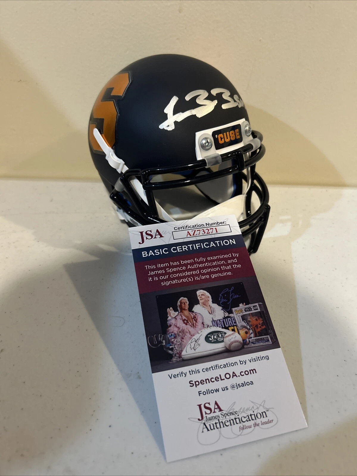 SYRACUSE ORANGE- FRAN BROWN SIGNED AUTOGRAPH MINI HELMET JSA COA CUSE FOOTBALL