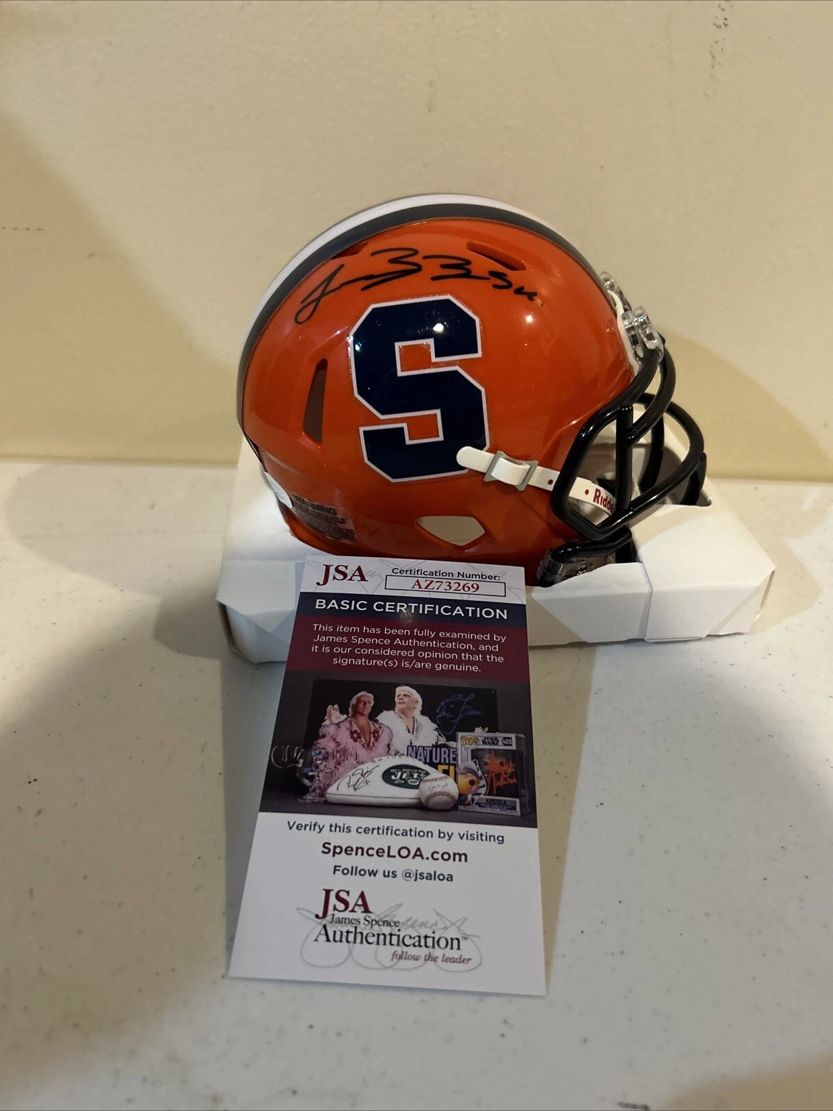 SYRACUSE ORANGE- FRAN BROWN SIGNED AUTOGRAPH MINI HELMET JSA COA CUSE FOOTBALL
