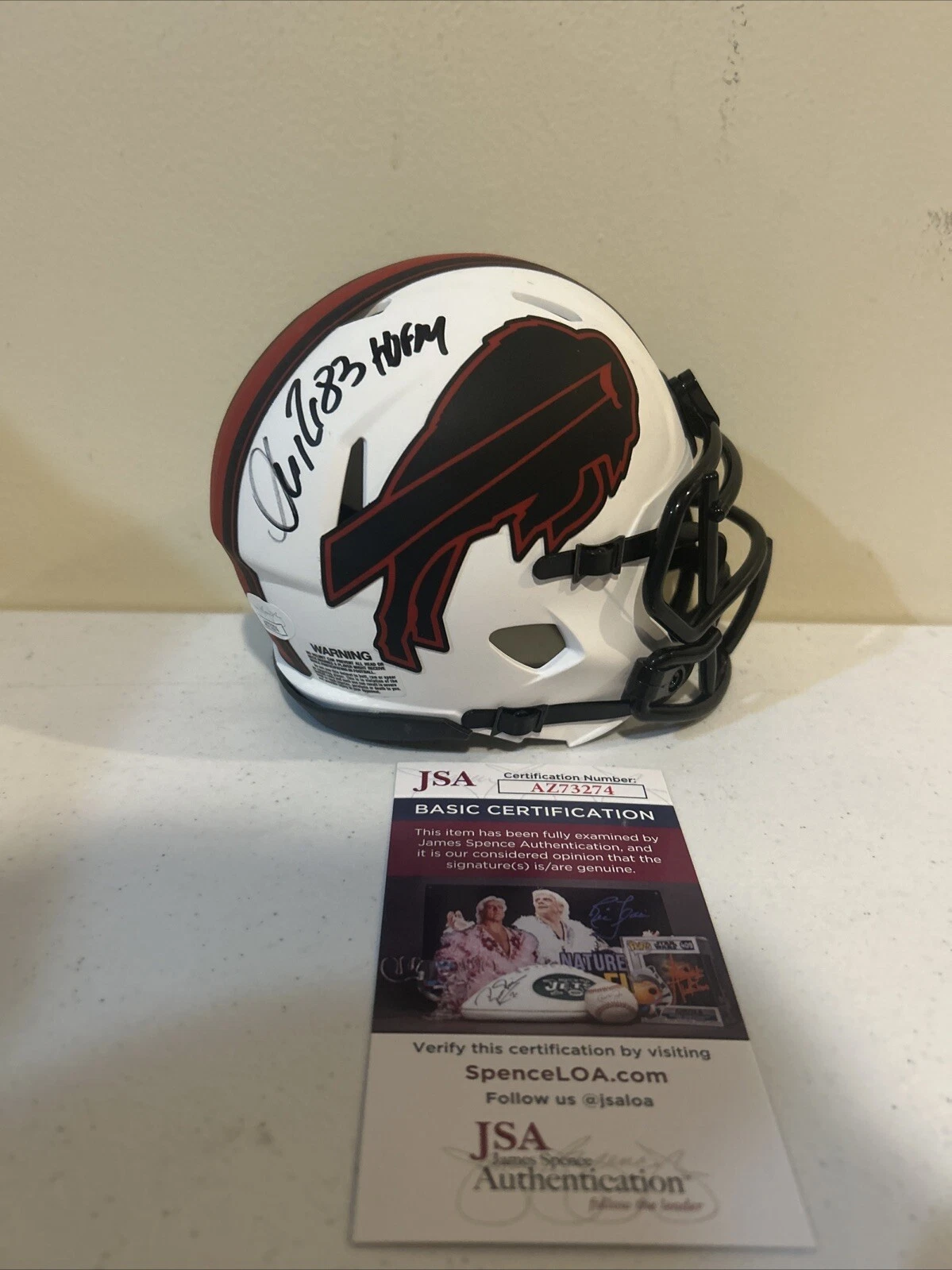 BUFFALO BILLS- ANDRE REED SIGNED AUTOGRAPH MINI HELMET JSA COA FOOTBALL HOF