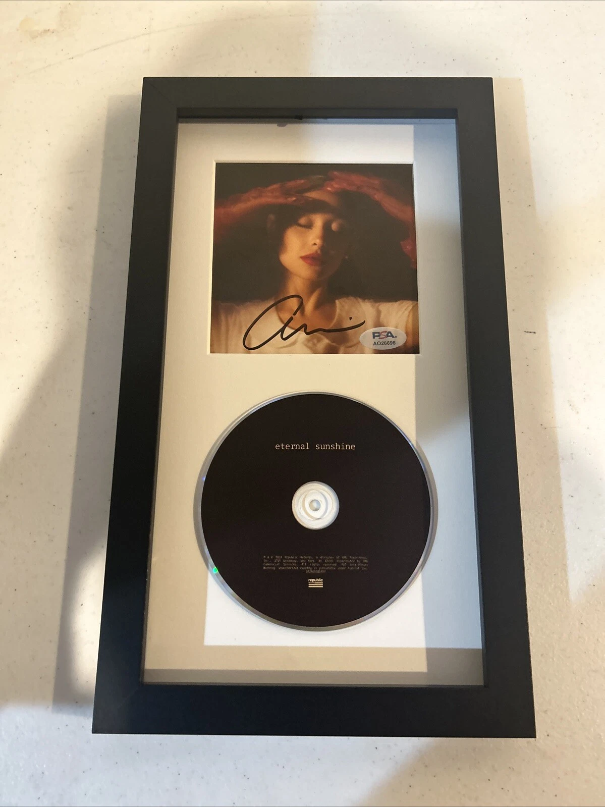 ARIANA GRANDE ETERNAL SUNSHINE SIGNED AUTOGRAPH FRAMED CD DISPLAY PSA COA