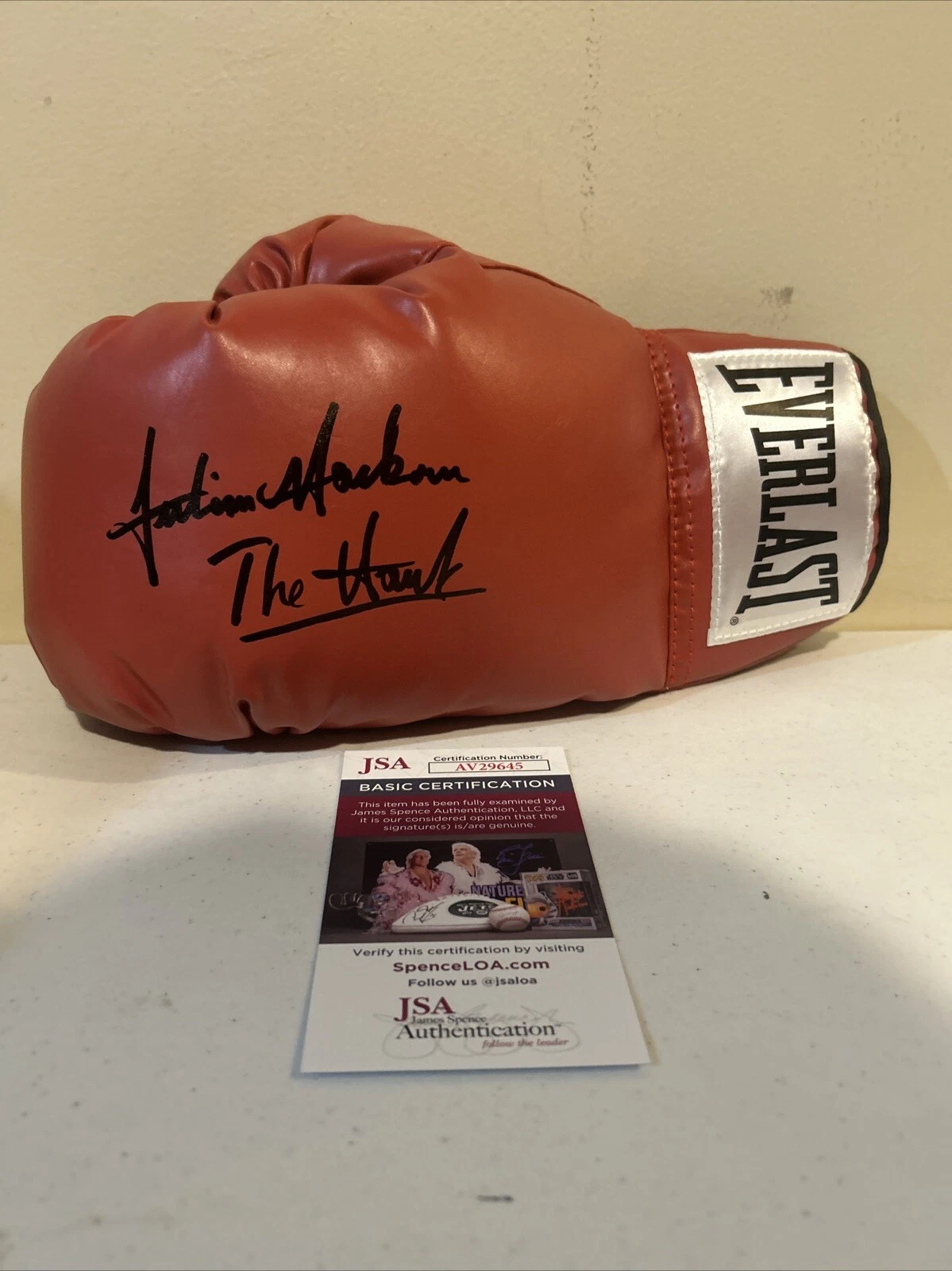 JULIAN JACKSON THE HAWK SIGNED AUTOGRAPH EVERLAST BOXING GLOVE JSA COA CHAMP HOF