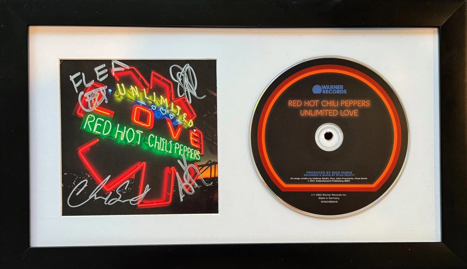 RED HOT CHILI PEPPERS Signed UNLIMITED LOVE CD Framed Autograph Band Beckett COA