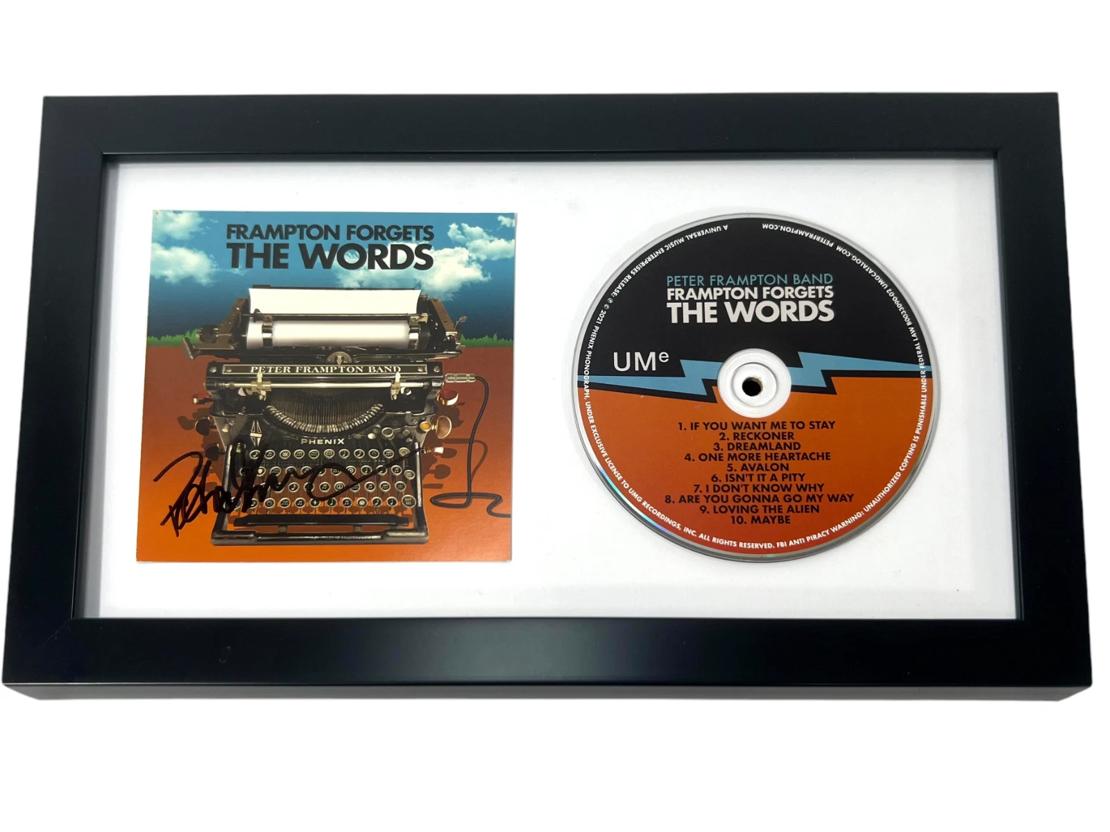 PETER FRAMPTON Signed Autographed FRAMPTON FORGETS THE WORDS CD Framed ACOA COA