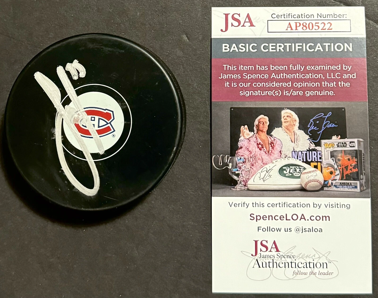 Sam Montembeault Signed Autographed Montreal Canadiens Logo Puck JSA COA