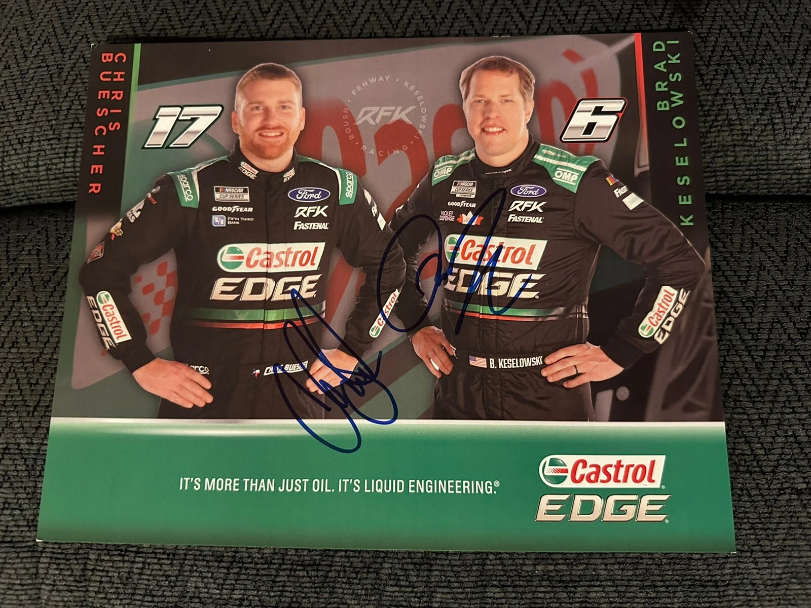Brad Keselowski Chris Buescher Signed Promo Hero Card Nascar Cup 2023 Autograph