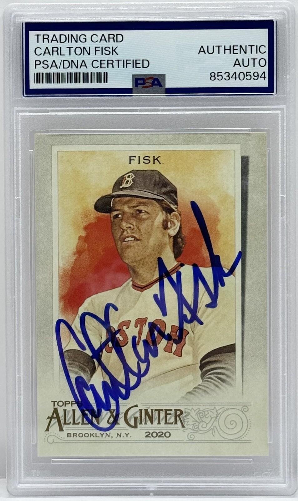 Carlton Fisk Signed Auto 2020 Allen & Ginter Card PSA/DNA Slabbed Boston Red Sox