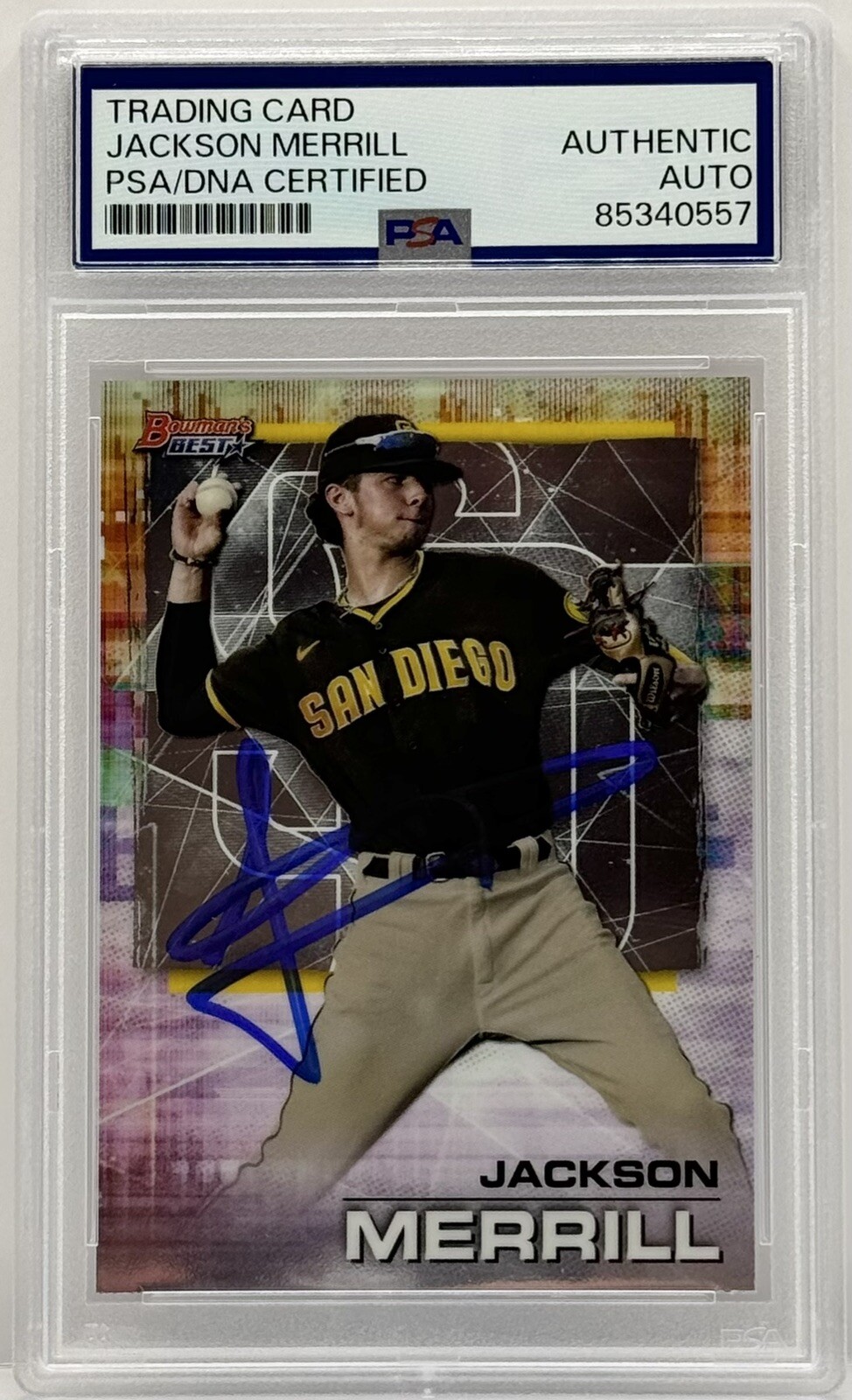 Jackson Merrill 2021 Bowman’s Best Rookie Card San Diego Padres PSA/DNA Slabbed