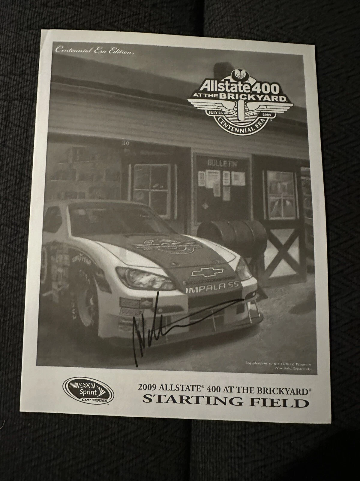 Brickyard 400 Starting Field Line-up Nascar Signed Pole 2009 Mark Martin