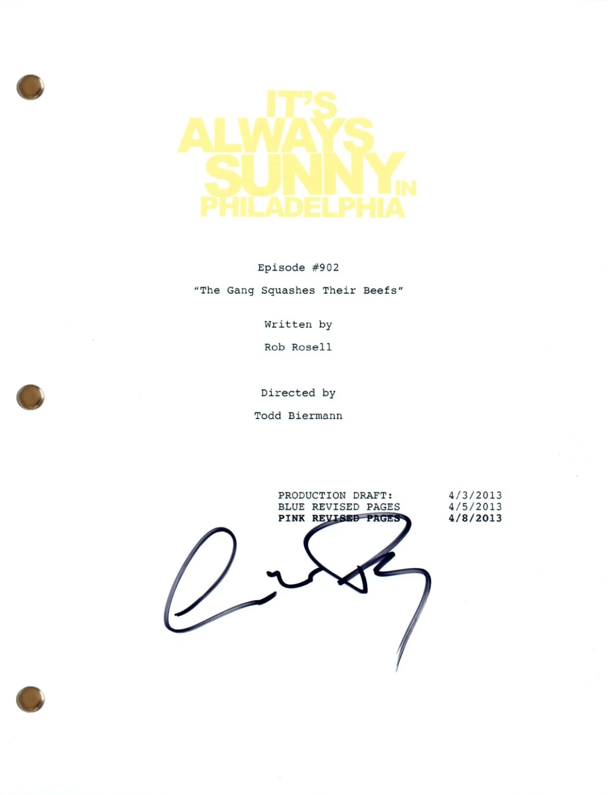 Charlie Day Signed It's Always Sunny in Philadelphia #902 Script Screenplay COA