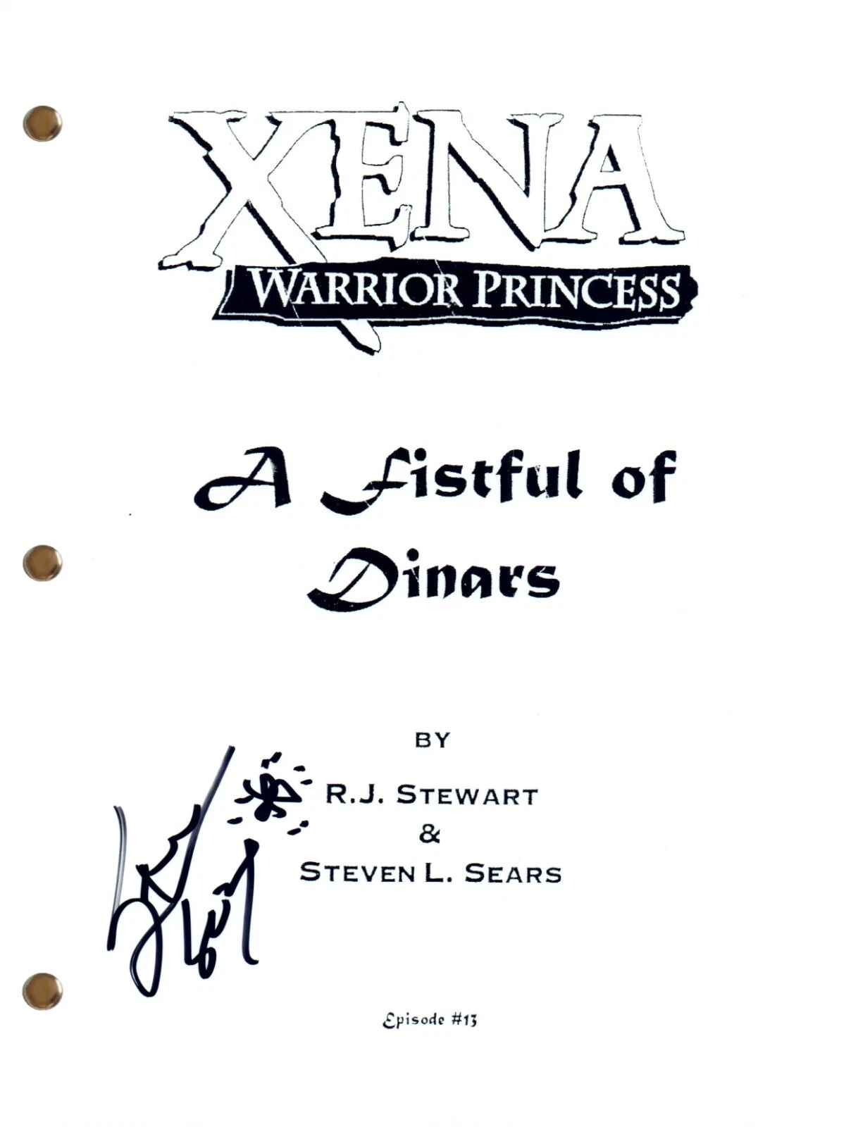 Steven L. Sears Signed Autograph XENA: WARRIOR PRINCESS Episode Script COA