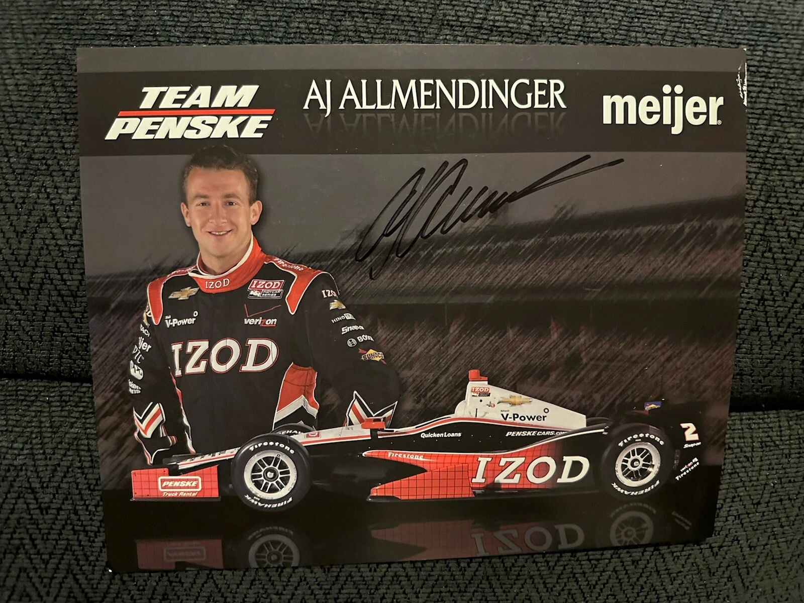 AJ Allmendinger Signed Promo Hero Card Nascar Autographed Indianapolis 500 Rare