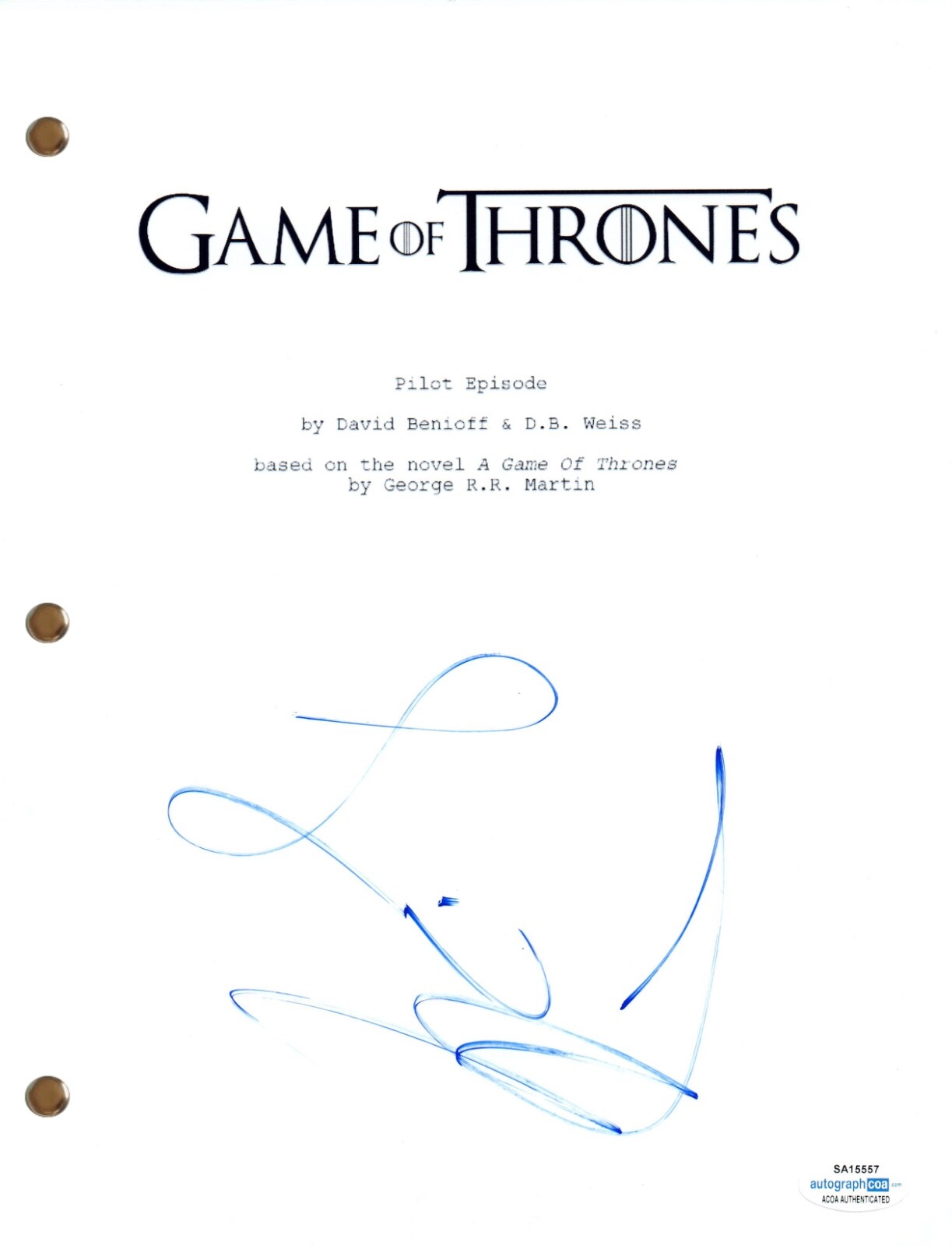 Liam Cunningham GAME OF THRONES Signed Autograph Pilot Script Screenplay ACOA