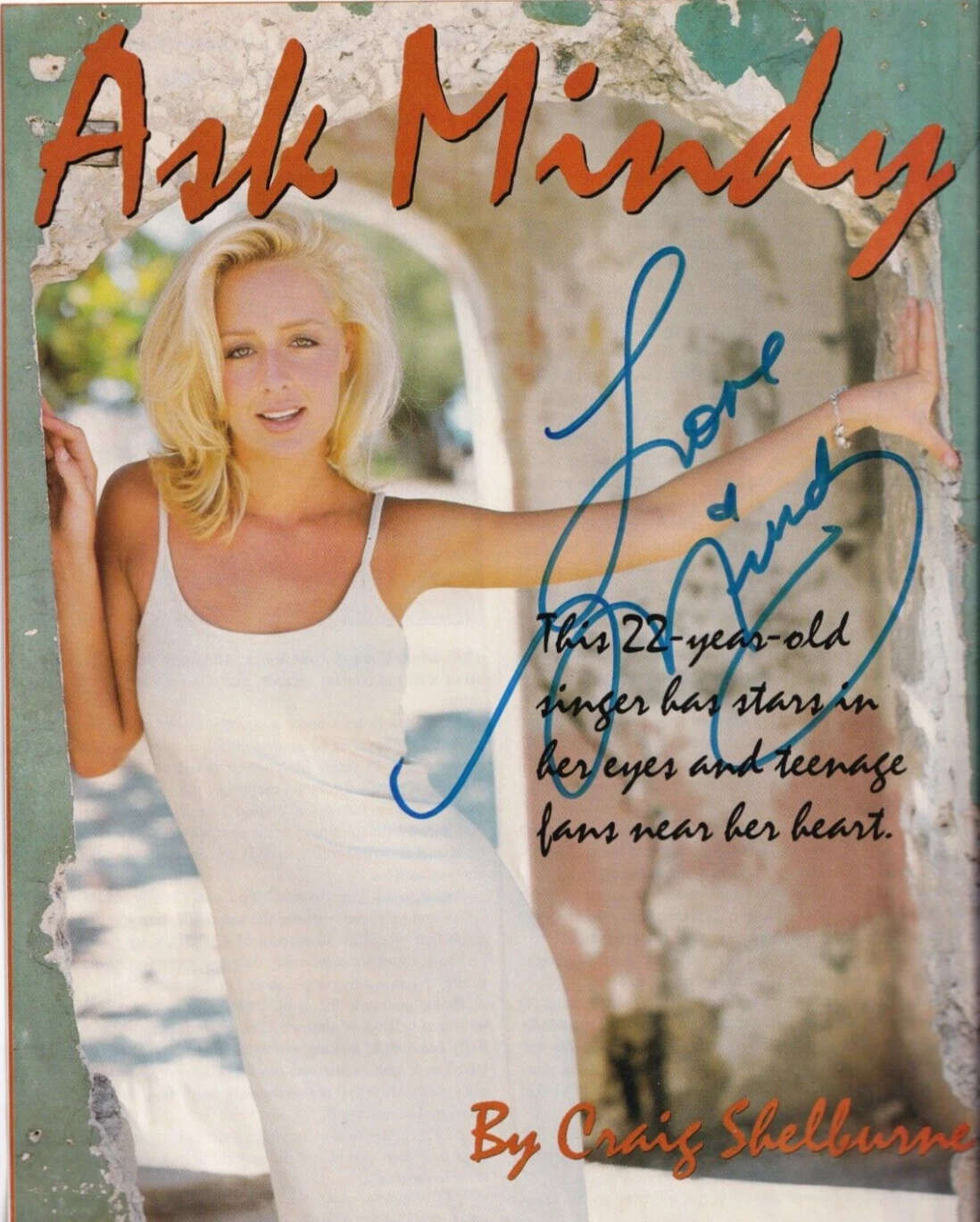 Mindy McCready country singer REAL hand SIGNED magazine page COA RARE