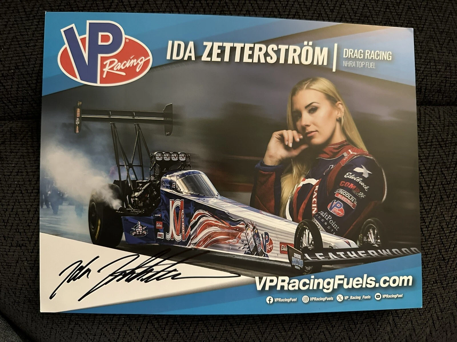 Ida Zetterstrom Signed Promo Hero Card 2024 NHRA Drag Racing Rare PRI VP Fuels