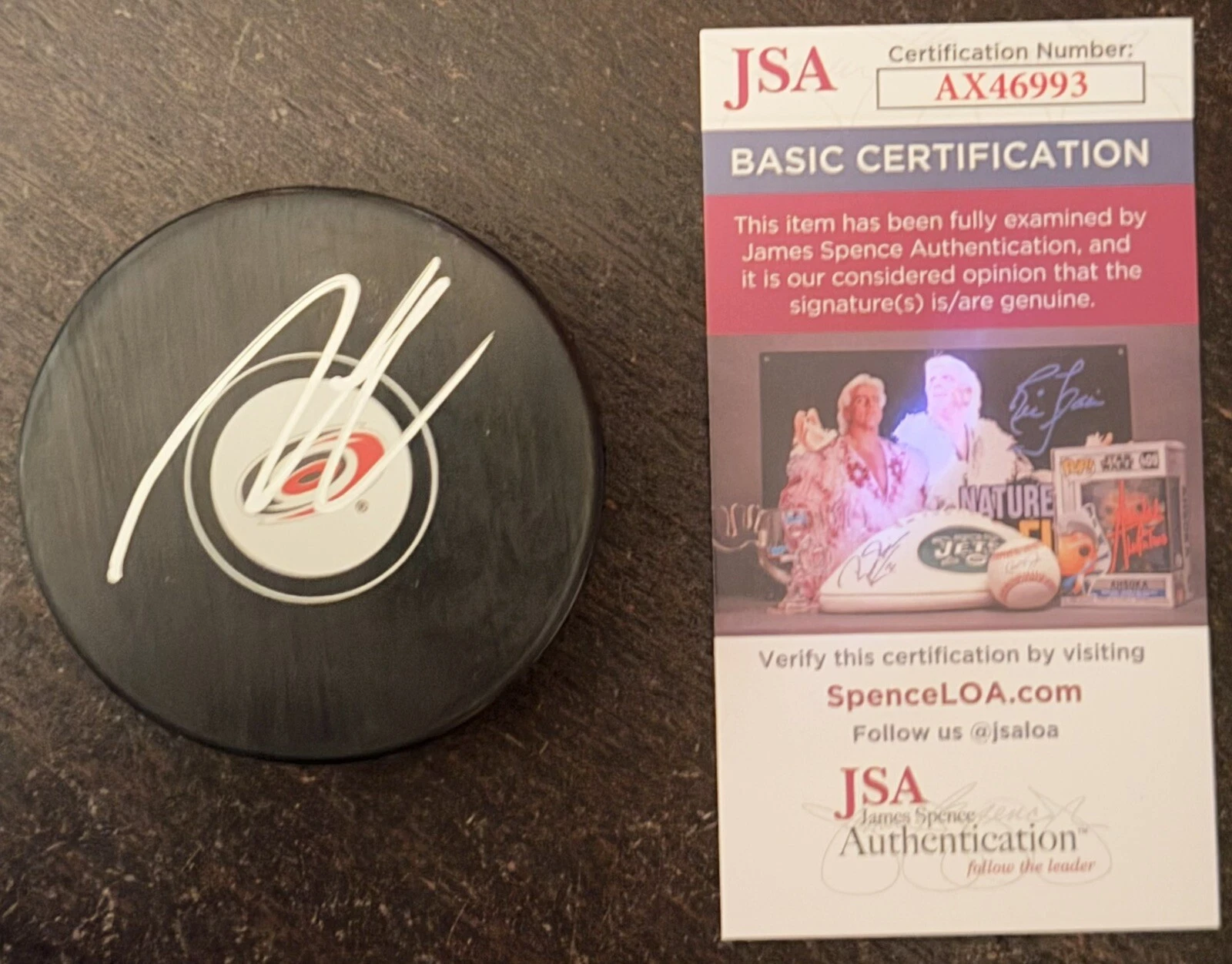 Martin Necas Signed Autographed Carolina Hurricanes Logo Puck JSA COA