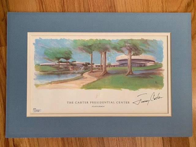 JIMMY CARTER HAND SIGNED CARTER PRESIDENTIAL CENTER PRINT    AMAZING+RARE    JSA